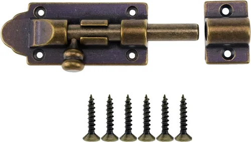 Miniatura 9 de Bronce latón antiguo barril cerrojo cerrojo 4 pulgadas cerradura deslizante seguridad deslizante con tornillos Hardware