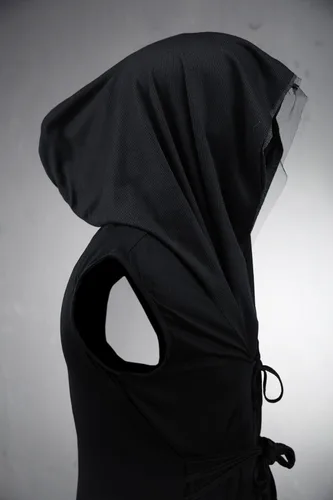 Miniatura 3 de ByTheR Capa con capucha para hombre, sin mangas, de malla, corte abierto, chaleco gótico oscuro, negro, Negro