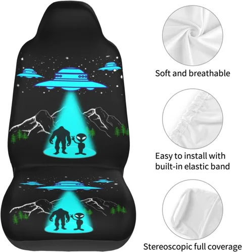 Miniatura 6 de Alien and Bigfoot - Funda de asiento delantero de automóvil para hombres y mujeres, 2 piezas, fundas de asiento automotriz para automóviles, SUV