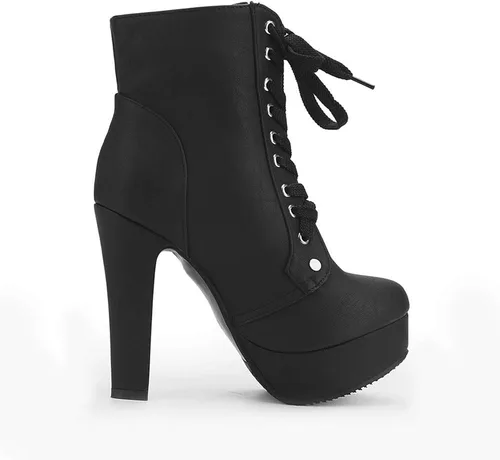 Miniatura 3 de Susanny - Botines de tacón alto para mujer, otoño, redondo, de agujetas, con tacón grueso y plataforma. Botines Knight Martin.