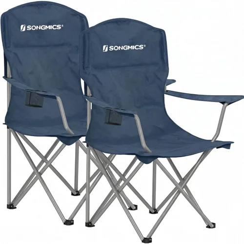 Miniatura 10 de SONGMICS UGCB08BK - Paquete de 2 sillas plegables de campamento, capacidad de 330 libras, con soporte para tazas, estructura resistente, para Negro
