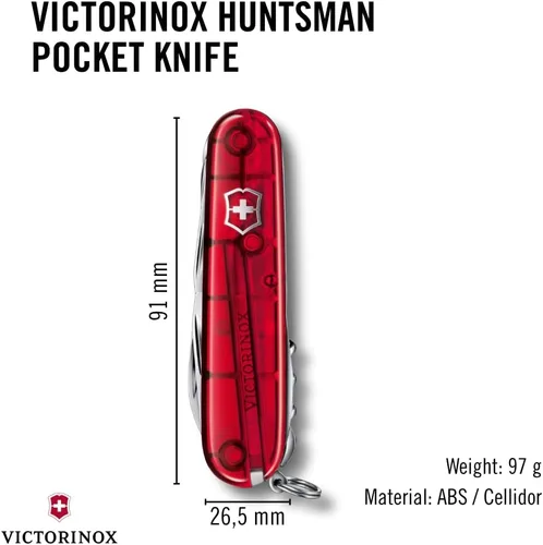 Miniatura 3 de Victorinox Huntsman - Cuchillo suizo del ejército, 15 funciones, cuchillo de bolsillo de fabricación suiza con hoja grande, destornillador, tijeras