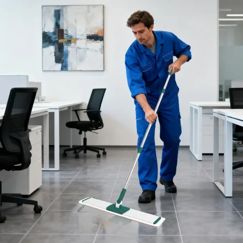 Miniatura 2 de CQT Sistema de Limpieza de Trapeador de Piso de Microfibra Plana Comercial de 24 Pulgadas Húmedo, Seco y Polvo para Madera Dura con 4 Almohadillas