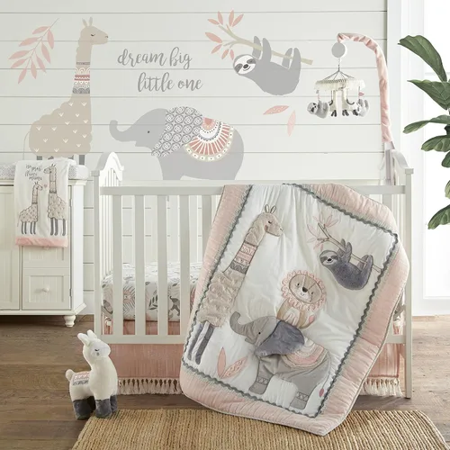 Miniatura 4 de Levtex Baby - Juego de 2 sábanas bajeras Imani para cuna - Se adapta a colchones estándar de cuna y niños pequeños - Animales arrojados/medallones