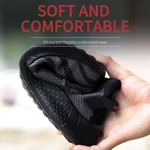 Miniatura 6 de Zapatos de trabajo de seguridad ligeros con cordones antideslizantes para mujer, con puntera de acero, zapatos de tenis industriales