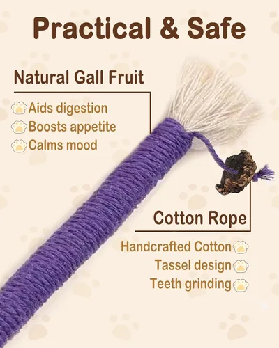 Miniatura 4 de Juguetes de cuerda masticable para gatos, 6 piezas con hierba gatera, juguetes de dentición para gatos de interior para gatitos, juguetes