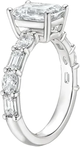 Miniatura 2 de IGI - Anillo de compromiso de diamantes creados en laboratorio de 4.0 quilates con diamantes de laboratorio redondos blancos de excelente corte