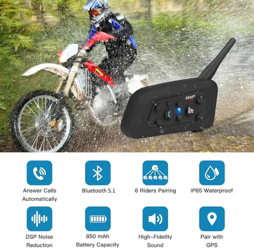 Miniatura 2 de EJEAS V6 Pro - Casco de motocicleta con intercomunicador Bluetooth de 3,937.0 ft para 2 personas Full Dúplex inalámbrico para conectar hasta 6