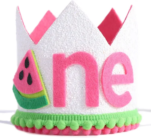 Miniatura 9 de WAWUO Cartel de cumpleaños de sandía, rosa, patrón de sandía, montaje en silla alta, perfecto para accesorios de cabina de fotos y fiestas