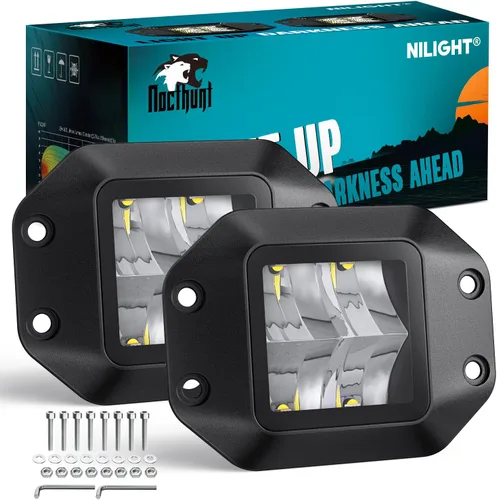 Miniatura 9 de Nilight - Juego de 2 focos LED para motocicleta de 2 pulgadas y 20 W, haz focalizado cuadrado, luz de trabajo mini para conducción, incorporada EMC
