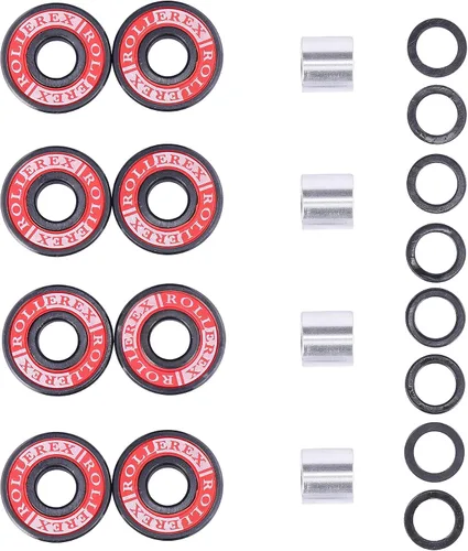 Adventure World Rollerex 608ZZ ABEC-7 Kit de rodamientos, espaciadores y arandelas para ruedas (patineta y patín en línea) (paquete de 4 ruedas/8