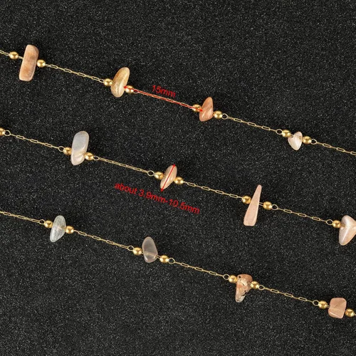 Miniatura 3 de UMAOKANG Cadena a granel de cuentas de piedra natural de 4 yardas para hacer joyas, rollo de cadena de clip de acero inoxidable chapado en oro