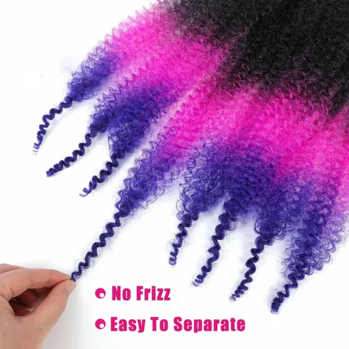 Miniatura 5 de Cabello Afro Twist de 24 Pulgadas 3 Paquetes, Cabello Afro Twist Elástico Pre-Esponjado Cabello Spring Twist Pre-Estirado Cabello para Envolver