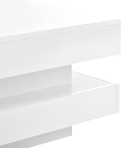 Miniatura 8 de Merax Mesa de centro cuadrada con luz LED de 31.5 x 31.5 pulgadas, mesa de cóctel cuadrada de 2 niveles con luces LED y almacenamiento de doble capa