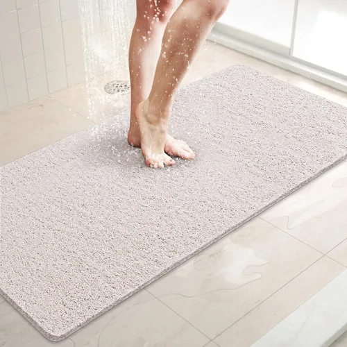 Miniatura 22 de LuxStep - Tapete de ducha, de 24 x 36 pulgadas, tapete de baño antideslizante con drenaje, tapete de baño de cloruro de polivinilo, de secado Gris