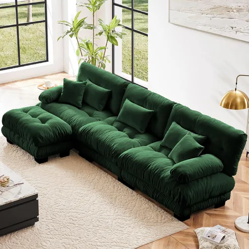 Miniatura 27 de KEIKI Sofá modular de 94 pulgadas con 4 almohadas, cómodo juego de sofá biplaza Cloud para sofá de asiento profundo suave y profundo, sofá biplaza