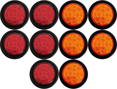 Miniatura 12 de All Star Truck Parts ] Kit de 10 luces LED redondas ámbar de 2.5 luces de marcador lateral, 13 diodos, con ojales, alambre, coleta, camión