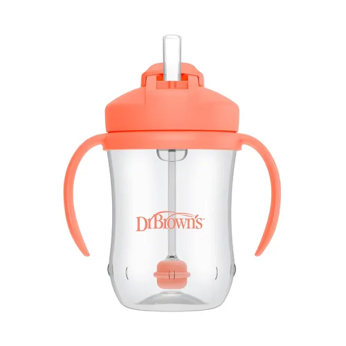 Miniatura 5 de Dr. Brown's Milestones - Botella de popote estrecha y vaso con popote para bebé, a prueba de derrames, con asas 100% de silicona y popote