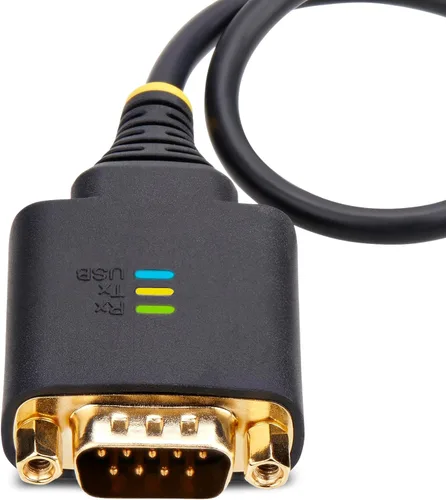 Miniatura 5 de StarTech Cable adaptador USB a serie de 1 pie (11.8 in), retención COM, FTDI, USB-A a DB9 RS232, indicadores LED, tuercas de tornillos DB9
