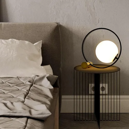 Miniatura 3 de Globe - Lámpara de mesa de noche, moderna lámpara de mesa de noche de cristal de mediados de siglo, lámpara de escritorio dorada para dormitorio, 1