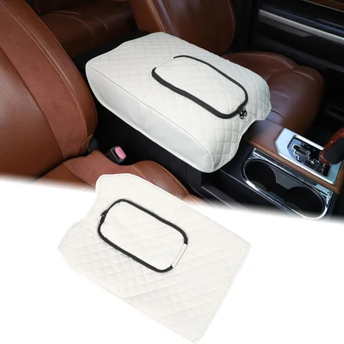 Aunginsy Funda para reposabrazos de consola central compatible con Toyota Tundra 2007-2021, de cuero, almohadilla de tapa de cojín de consola media,