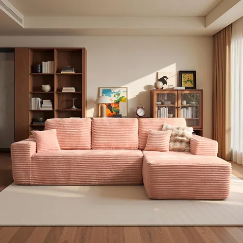 Miniatura 13 de ovios Sofá seccional Cloud de 96 pulgadas con chaise en forma de L, sofá modular moderno con asiento profundo, sofás tapizados para sala de estar