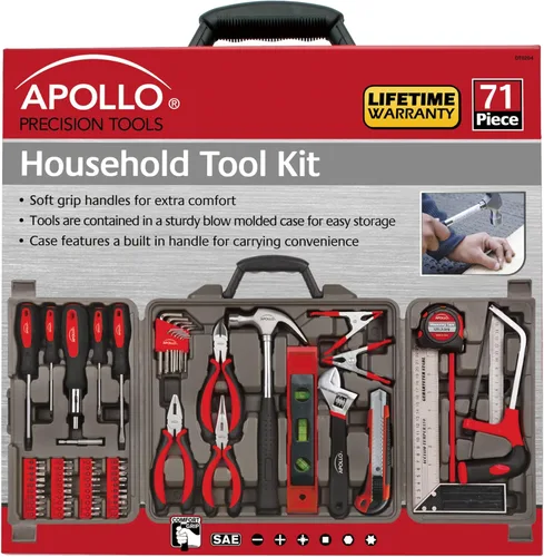 Miniatura 2 de Apollo Tools DT0204 - Kit de herramientas para el hogar, 71 piezas Rojo