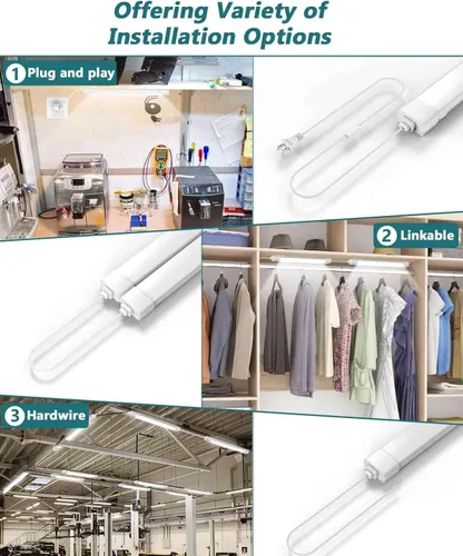 Miniatura 3 de WNSNOU Lámpara de Tubo LED con Enchufe, Luz Utilitaria de Tienda de 1.4 pies, 1800 LM, 5000 K, Luz de Gabinete Enlazable para Garaje, Cocina, Baño