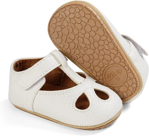 Miniatura 65 de RVROVIC Mocasines de princesa para bebé, zapatos brillantes de Mary Jane, zapatos de cuna de suela suave y ligera de primera calidad, zapatos