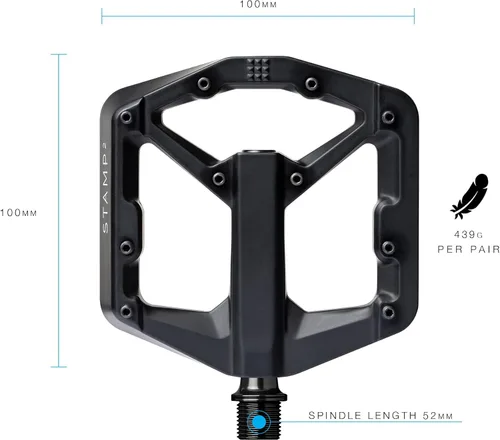 Miniatura 2 de Crankbrothers Stamp Pedales Planos MTB - Pedales de Bicicleta Ligeros, Versátiles y Duraderos de Tamaño Específico Negro