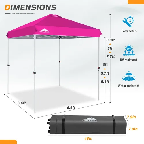 Miniatura 214 de EAGLE PEAK Tienda de campaña desplegable con bolsa de transporte con ruedas, 8 estacas, 4 cuerdas, 4 bolsas de peso, toldo de tienda de campaña