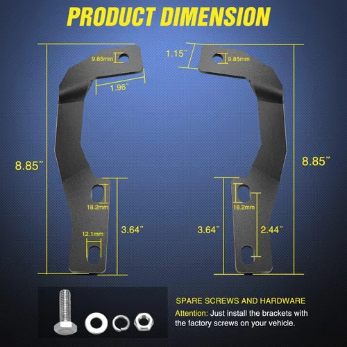 Miniatura 6 de Nilight Soporte de luz de zanja, bisagras de capó, kit de soporte de montaje para luz LED auxiliar todoterreno para luz de trabajo en Toyota 4Runner