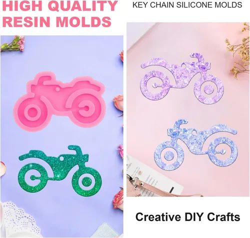 Miniatura 3 de Molde de llavero de silicona súper brillante para motocicleta, moldes de resina, moldes de silicona para resina epoxi, manualidades de bricolaje