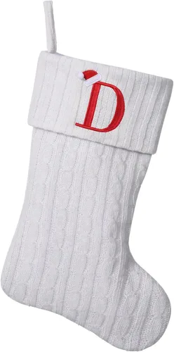 Miniatura 113 de Medias de Navidad personalizadas de 19 pulgadas con iniciales bordadas, medias de Navidad de punto negro para decoraciones de vacaciones familiares