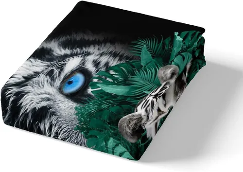 Miniatura 5 de Feelyou Juego de funda de edredón de tigre, diseño de animales salvajes, para niños y adultos, juego de funda de edredón de gatos safari, suave