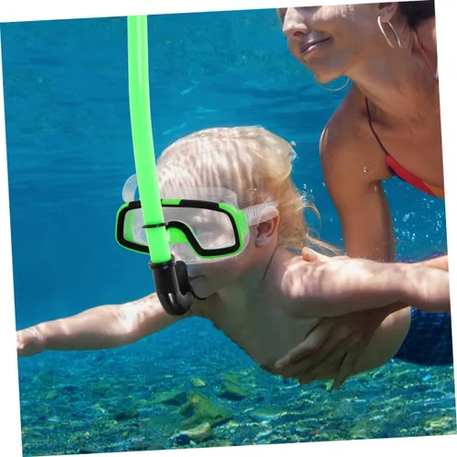 Miniatura 3 de UPKOCH Juego de equipo de esnórquel para niños, 2 piezas, popotes, aletas cortas para natación, diseño semiseco antivaho para niños y niñas