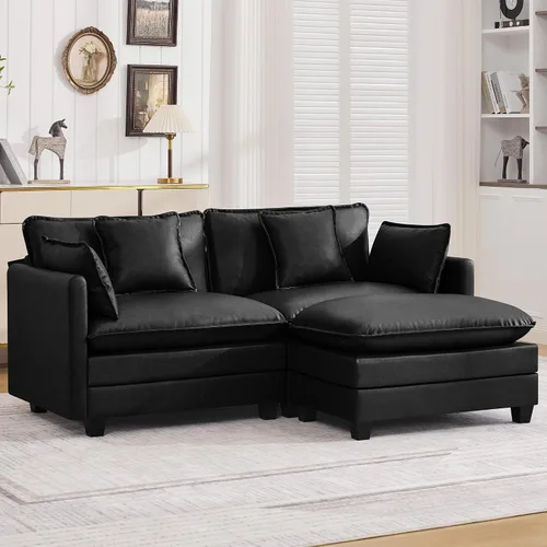 Miniatura 24 de Otomán de Sofá Moderno de Chenille Nube de 35'', Otomán Rectangular para Sofá Seccional Modular, Beige
