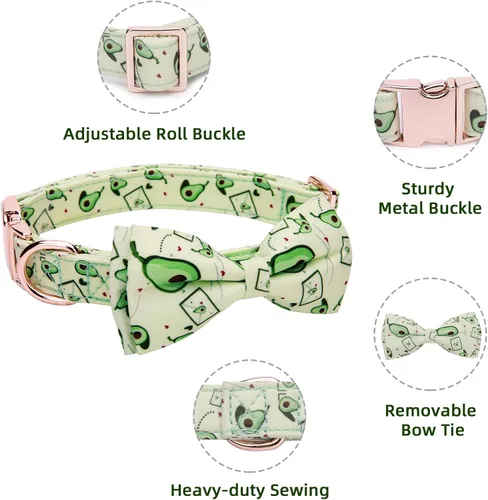 Miniatura 3 de Collar ajustable con moño para perros con patrones bonitos estampados, collares suaves para mascotas para perros pequeños, medianos y grandes