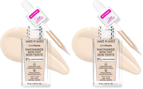 Miniatura 26 de wet n wild Bare Focus Tinte para la Piel, Enriquecido con 5% Niacinamida, Cobertura Ligera Transparente Modulable, Acabado Radiante Natural, Claro