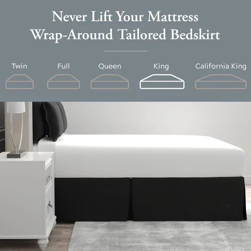 Miniatura 7 de Bed Maker's Never Lift Your Mattress - Falda de cama clásica de 14 pulgadas de longitud, caída plisada y estilo Negro