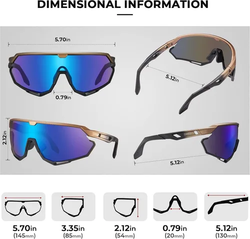 Miniatura 5 de CARFIA Gafas de sol polarizadas de ciclismo para hombre - 3 lentes intercambiables UV400/a prueba de golpes/HD Vision CA5390