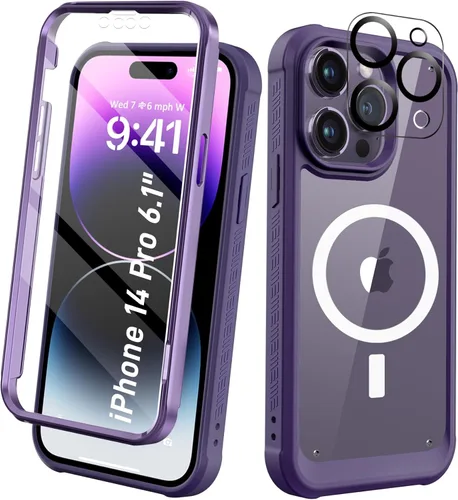 Miniatura 53 de Funda para iPhone 15 de cuerpo completo, protector de pantalla integrado, con protector de lente de cámara, [antiamarilleamiento], funda protectora