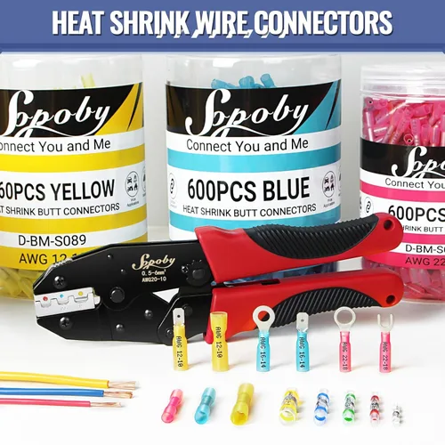 Miniatura 5 de Conectores de Cable a Tope Termorretráctiles, Sopoby 105 Piezas 12-10 AWG Amarillos con Aislamiento Impermeables Conectores de Cable Eléctrico
