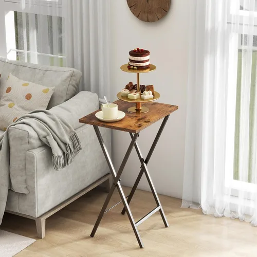 Miniatura 2 de Acovy Juego de 2 Mesas Bandeja para TV, Bandeja de Cena para TV, Mesa Plegable, Mesas-Bandeja de TV Plegables, Mesa Auxiliar para Cama, Sofá