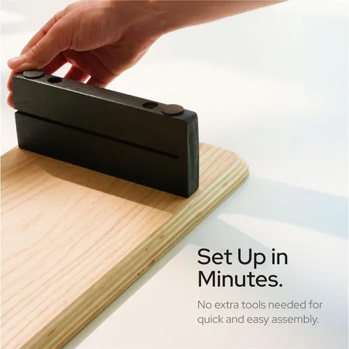 Miniatura 5 de KIVY Elevador de monitor doble con estante de metal integrado [hecho a mano], estante de escritorio de madera para 2 monitores, soporte largo ancho