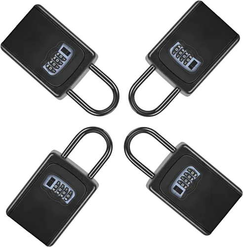 Miniatura 14 de Caja de cerradura portátil para llaves, números claramente visibles, caja de seguridad montada en la pared para llave de casa, capacidad de 5 Negro