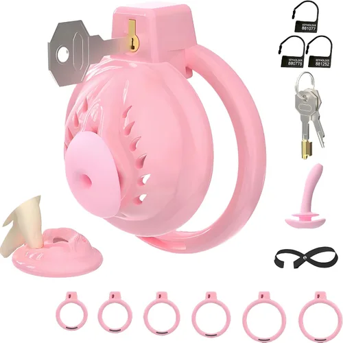Miniatura 15 de Jaula de castidad masculina en forma de huevo con bloqueo invisible, jaula para pene con anillo de púas de sujeción completa, dispositivo