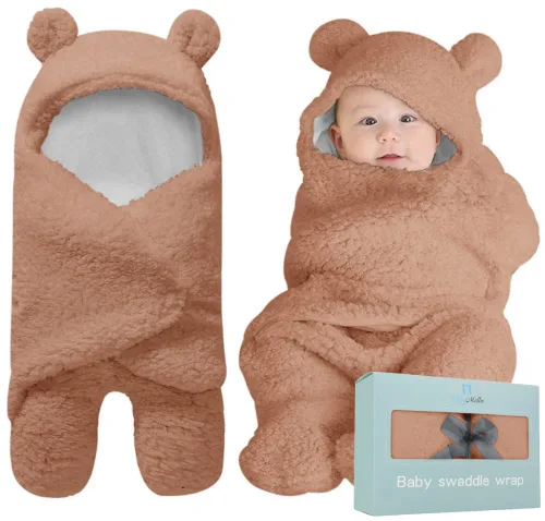 Miniatura 13 de BlueMello Manta de envoltura para bebé Peluche ultrasuave esencial para bebés de 0 a 6 meses Envoltura de recepción beige Ideal para la lista