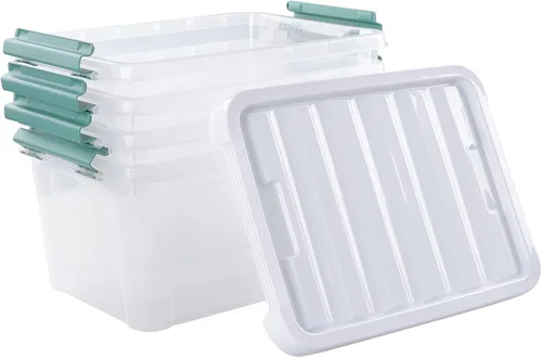 Miniatura 7 de Paquete de 4 cajas transparentes de 20 cuartos de galón con tapas, bolsas de almacenamiento de plástico
