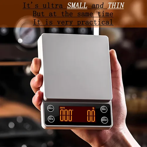 Miniatura 5 de Báscula de café expreso con temporizador de precisión de 6.6 lbs/0.00 oz Escala de grano de café digital portátil recargable auto tara inteligente